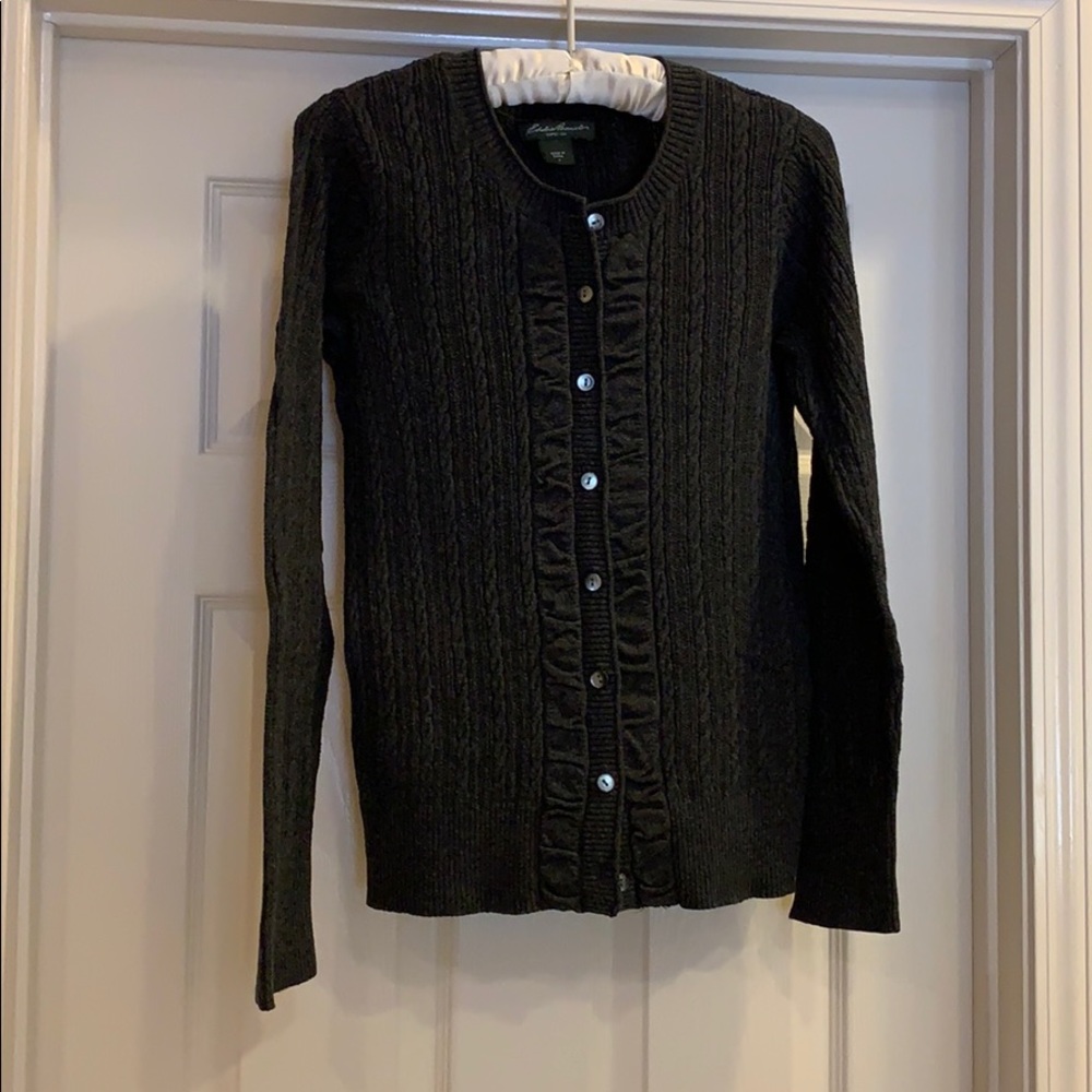 Eddie Bauer dark grey cardigan sweater